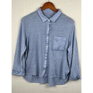 Sigrid Olsen 100% Linen Button Down Shirt Long Sleeve Womens L Coastal Style